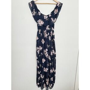 Y2K Abercrombie & Fitch Chiffon Maxi Dress Womens XS Cottagecore Romantic Beachy
